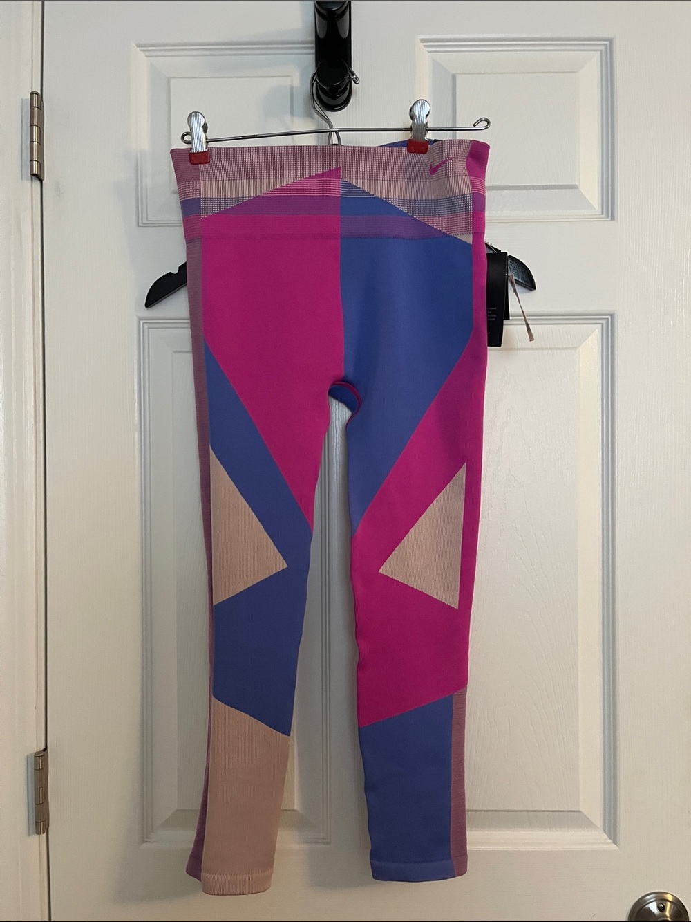 Nike Girls Pink, Blue & Tan Geometric Leggings